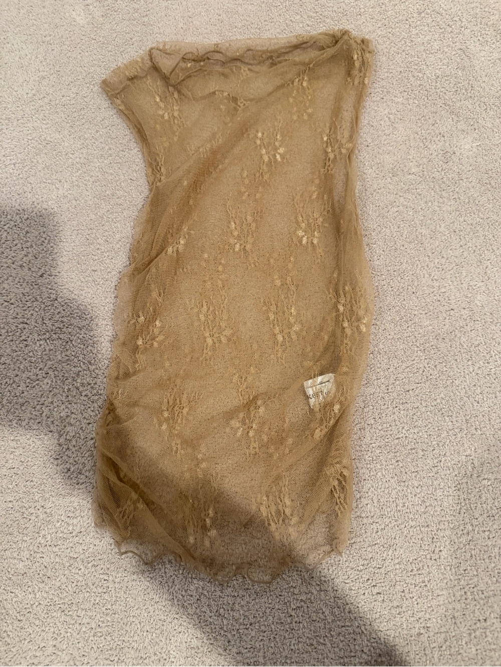 SHEIN Tan Sheer Lace Strapless Camisole